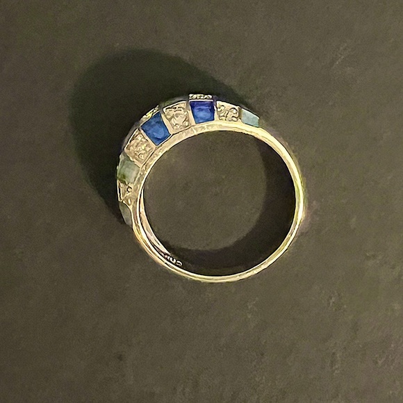 Sterling Silver Enamel Cubic Zirconia Checkerboard Ring & Pendant - Picture 4 of 10